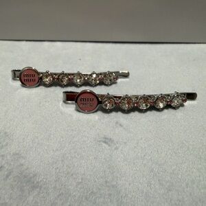 Miu Miu Silver Crystal Hair Accessories